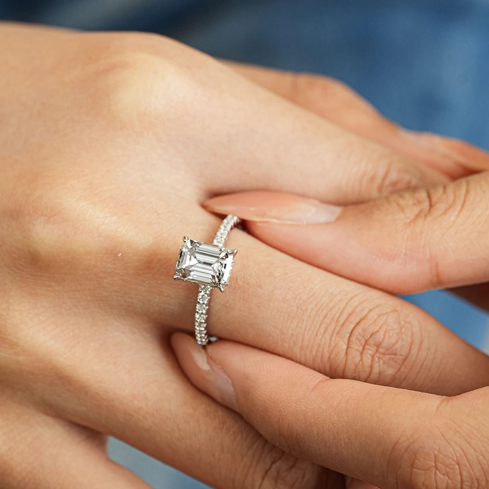 Anillo de boda para mujer, oro, alianzas halo con moissanite de 1 ct, anillo de compromiso de oro blanco, oro auténtico