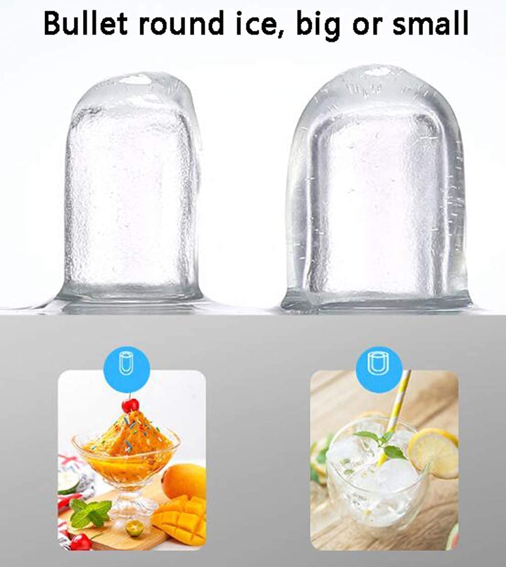Countertop Portable Ice Maker Machine Makes 33 Lbs Of Ice Per 24 Hours With Self-Cleaning Program LED Display Round Ice Cubes Gold (Color : Gray) (Color : Gray) on Fridge.com - View 3