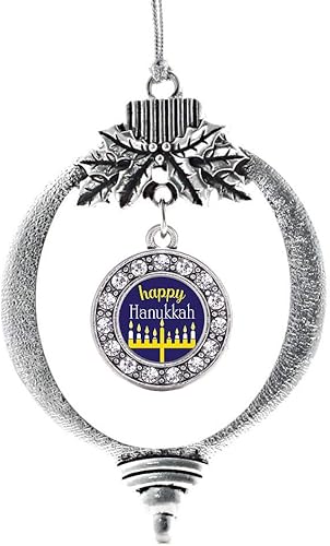 Miniatura 183 de Inspired Silver - My Vintage Initials - Adorno con dije de letra V - Adornos navideños de círculo plateado con joyas de circonita cúbica