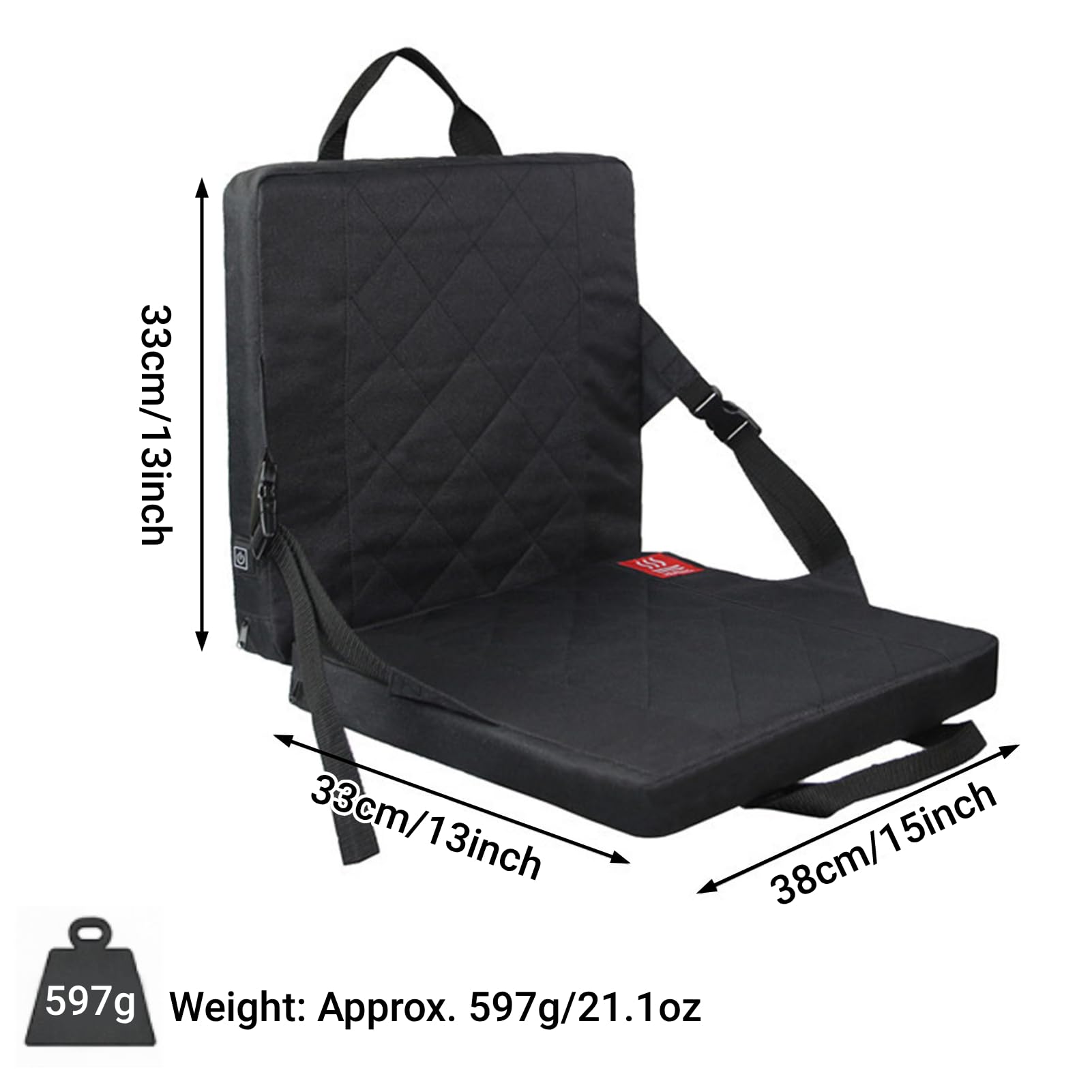 Cuscino Riscaldato Portatile e Pieghevole per Sedia, con Interruttore a 3 Temperature, Ricaricabile USB, per Ufficio, Casa, Stadio, Campeggio