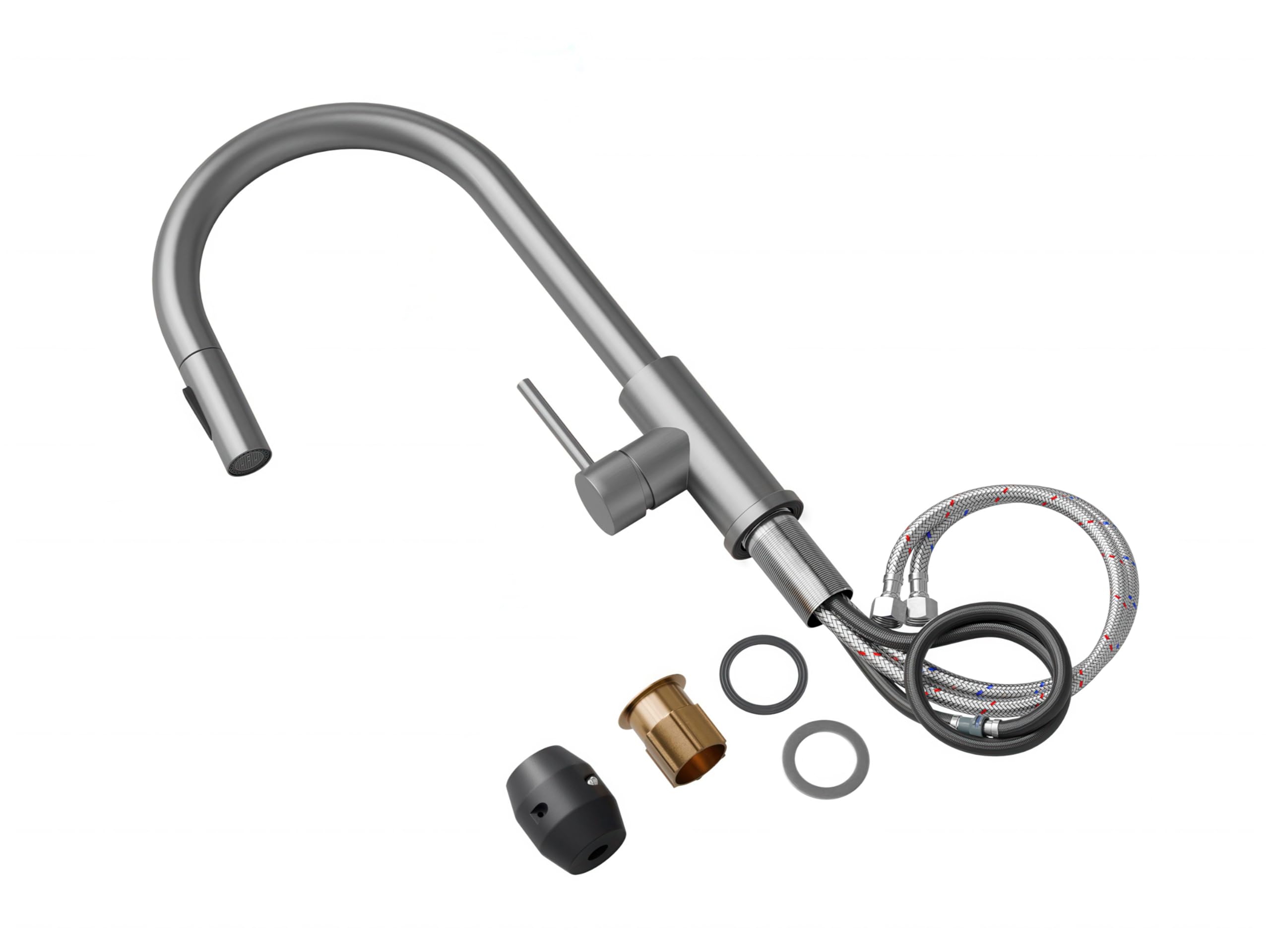 PRIMAGRAN Grifo de cocina 9010 con dos tipos de chorro, Grifo de alta presión, Grifo de fregadero giratorio 360° con caño extraíble.