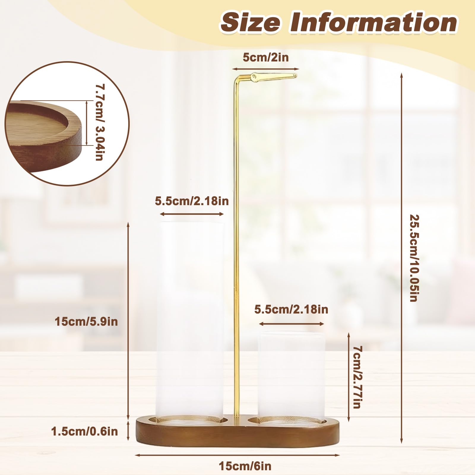2 in 1 Porta Incenso con Base Legno, Contenitore Cenere Vetro Rimovibile, Organizer Raccogli Cenere, Portaincenso Capovolto Bastoncini per Meditazione, Yoga, Spa, Decorazione Casa (Marrone)