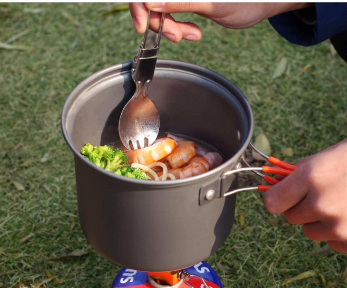 Camping Geschirr, Camping Kochgeschirr Outdoor Kochset Faltbares Geschirr Gabel Messer Touristische Küche Camping Topf Kochen Picnick