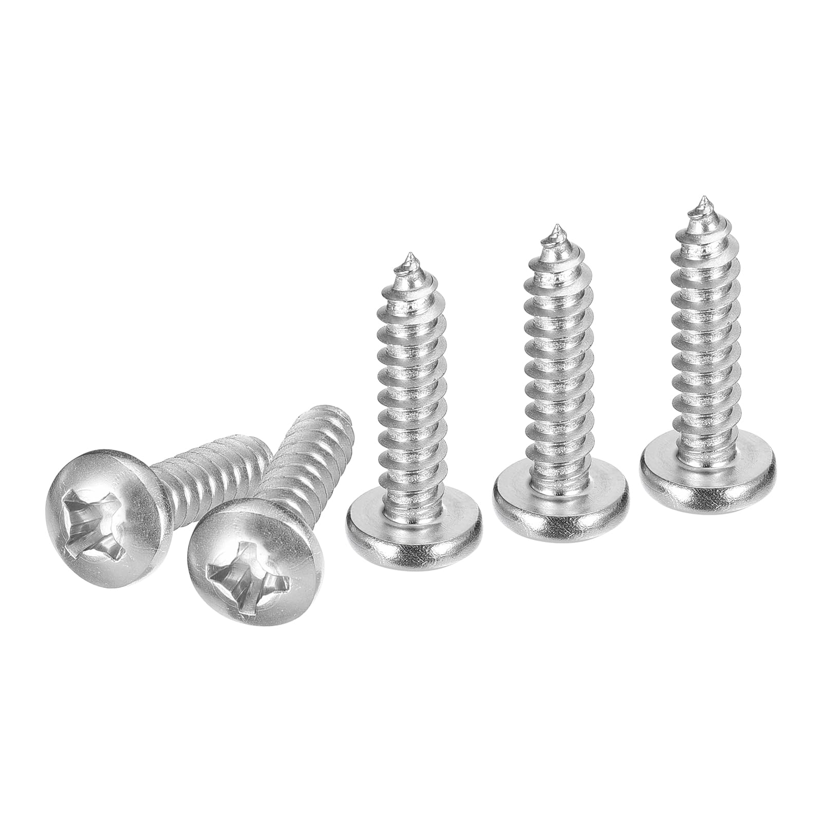 DTGN #14x1" Phillips Pan Head Self-tapping Screw - 25Pack - Bright Finish 304 Stainless Steel Sheet Metal Screws Wood Screws