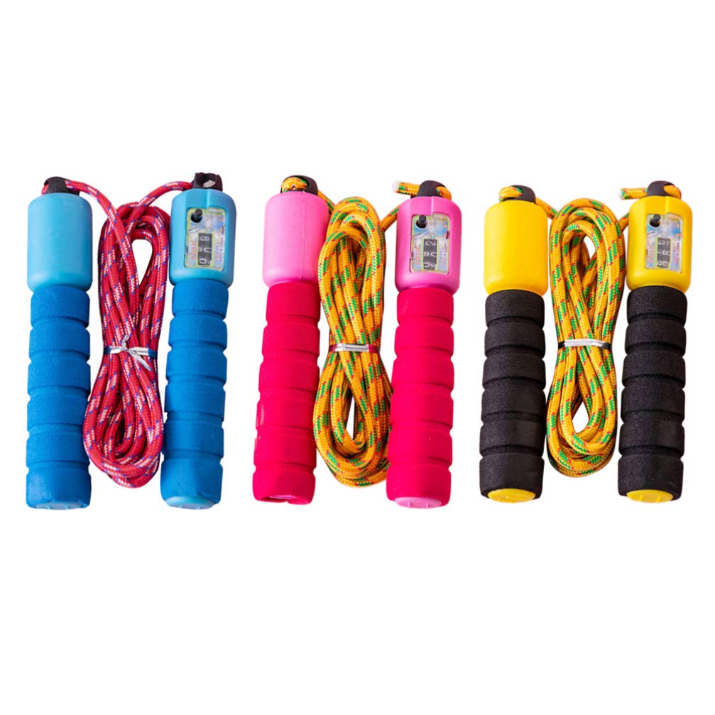 Garneck 3pcs Jump Rope Adjustable Digital Counting Jump Rope Kids Women Men Skipping Ropes (Random Color)