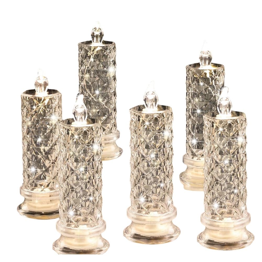 CTRLZS Rose Shadow LED Flameless Candles, 6PCS Romantic Battery Operated Candles Led Pillar Candles for Valentine'S Day