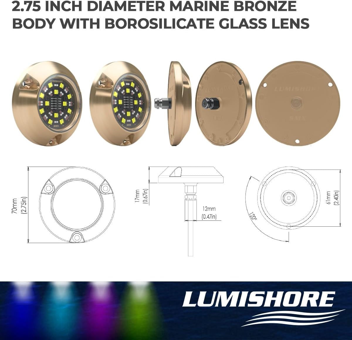 Lumishore SMX94 Eclipse Full Color Surface Mount LED Underwater Light (RGBW), 60-0535
