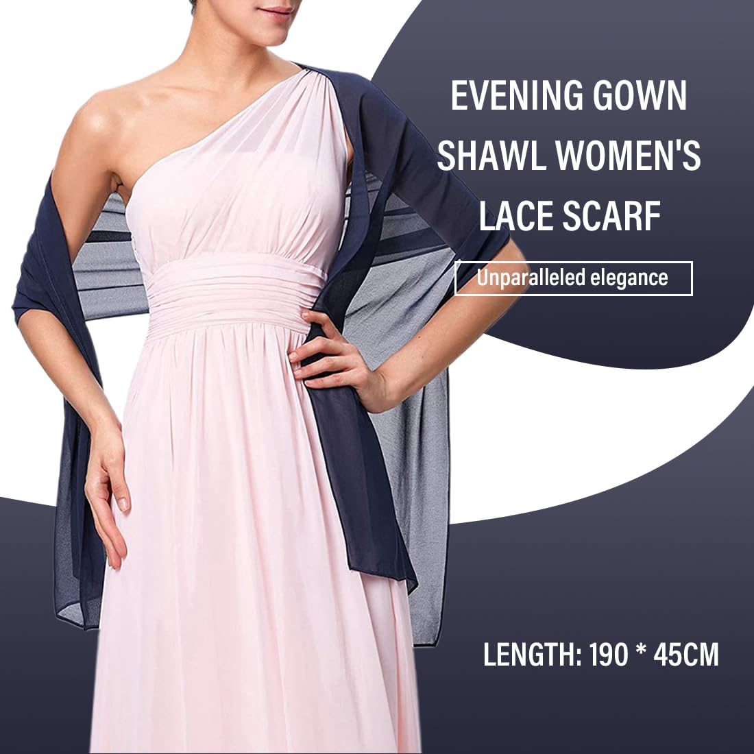 Scialle Elegante In Chiffon Per Donna - Stola Da Sera, Coprispalle Da Sposa E Damigella, Taglia Unica, Nero