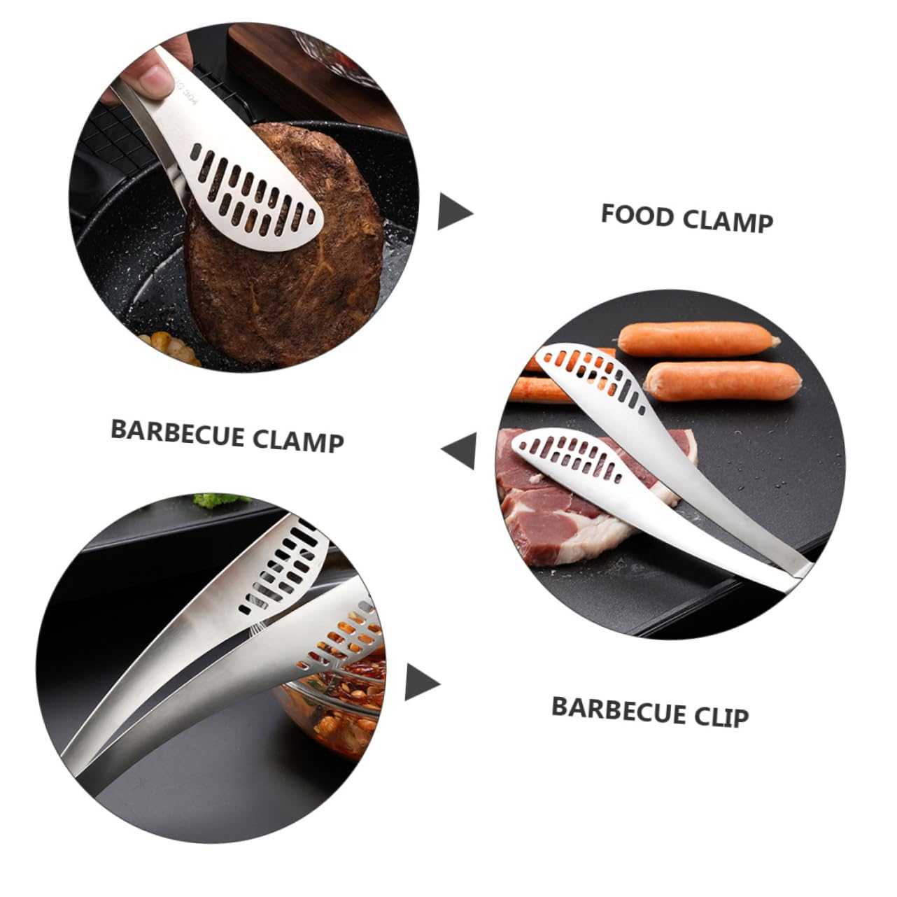 HEMOTON 1Pc Stainless Steel Food Clamp Hollowed out Bbq Tong for Safe Grilling Durable and Heat Resistant Barbecue Clip for Home Parties Weddings and Daily Use