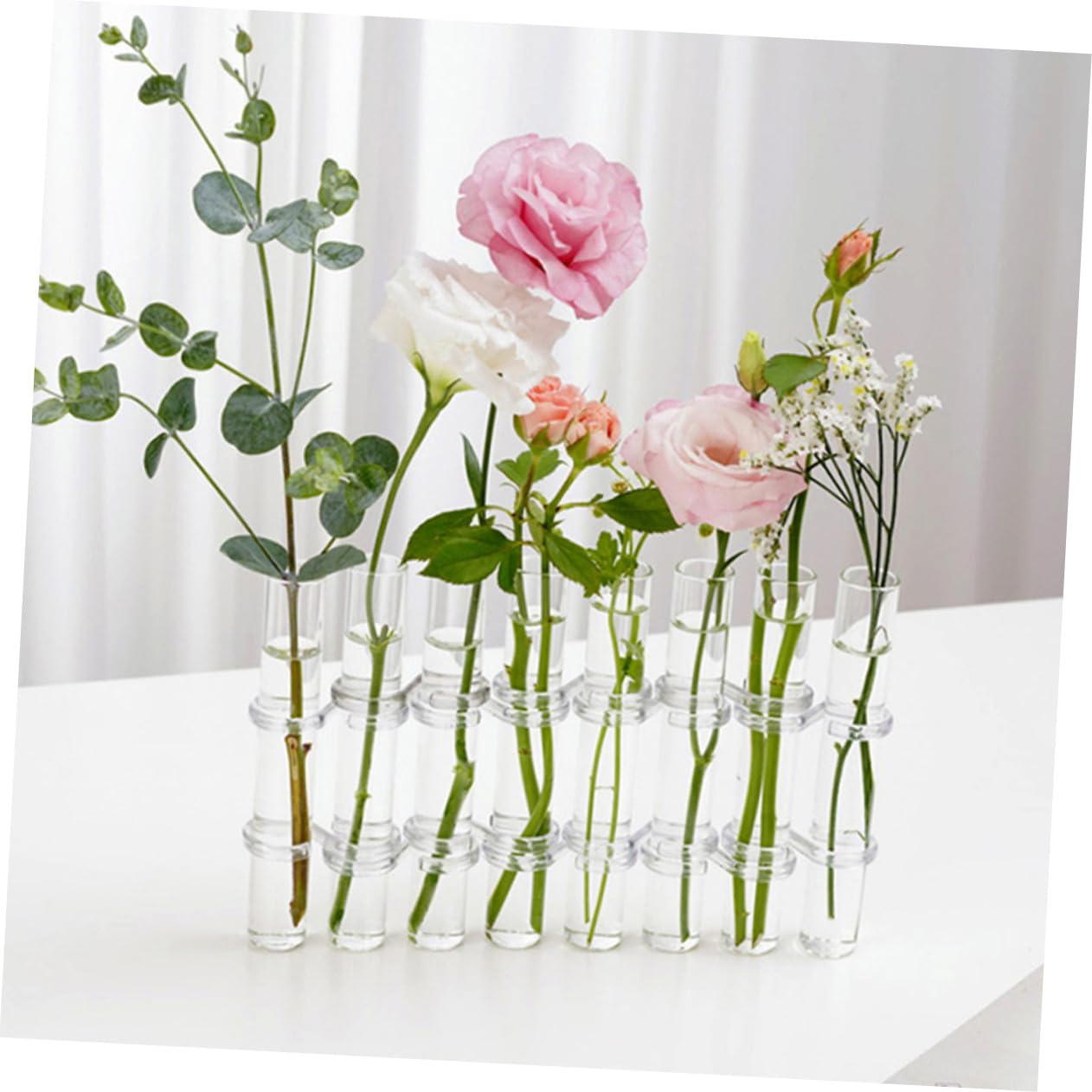 TOYANDONA Vase Hydroponique Forme de Tube à Essai Transparent Terrarium avec Support pour Plantes Intérieur Décoration de Bureau