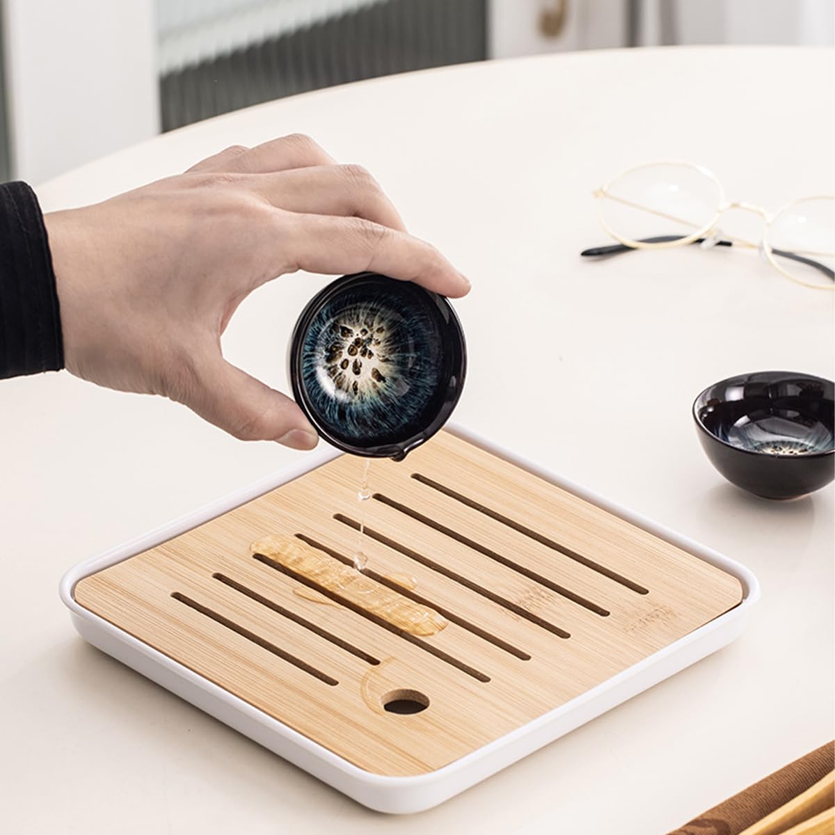 Juego de té de Viaje Negro Servicio de té japonés con Tetera Mini Juegos de té Gongfu para Adultos Regalos para Hombres
