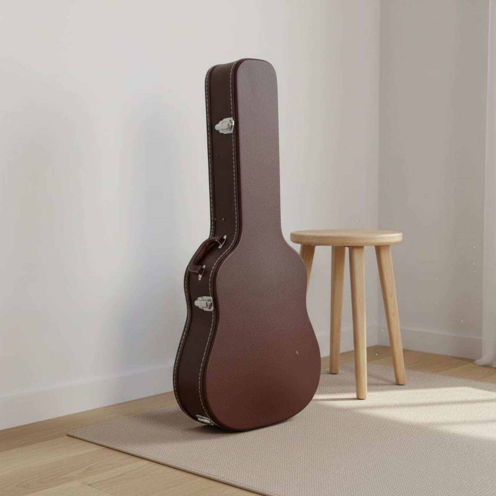 Musik Koffer Gitarrenetui Akustische Gitarren Schutzkoffer mit Holzausführung Dickem Plüschfutter Verstärkter Tragegriff Sicherheitsschloss für Aufbewahrung Musikunterricht Reisen, Black