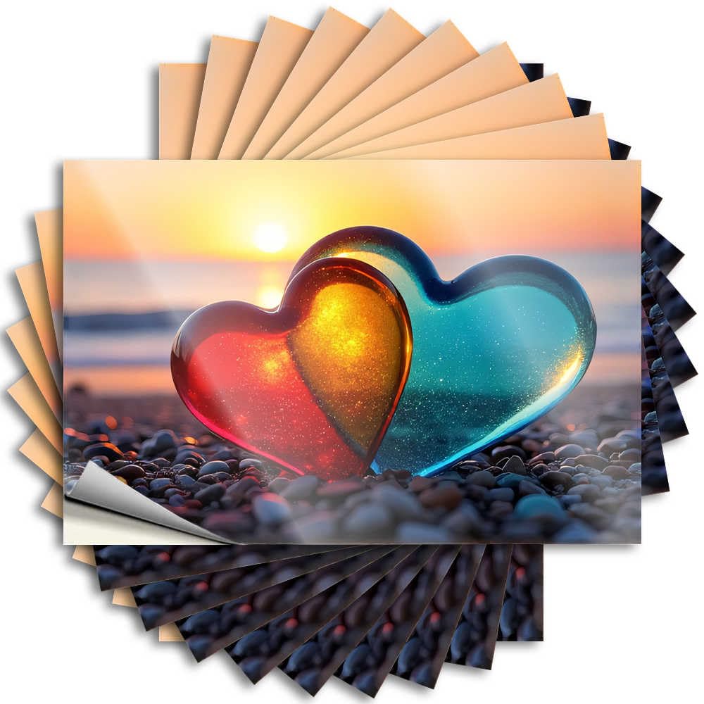 Fzfn Colour Gaming, Quote Funny Cover Quote Stickers, Fluffy No Residue Decals For Luggage | Exterior Party Favor Custom Hearts On The Beach At Sunset(8X12cm)