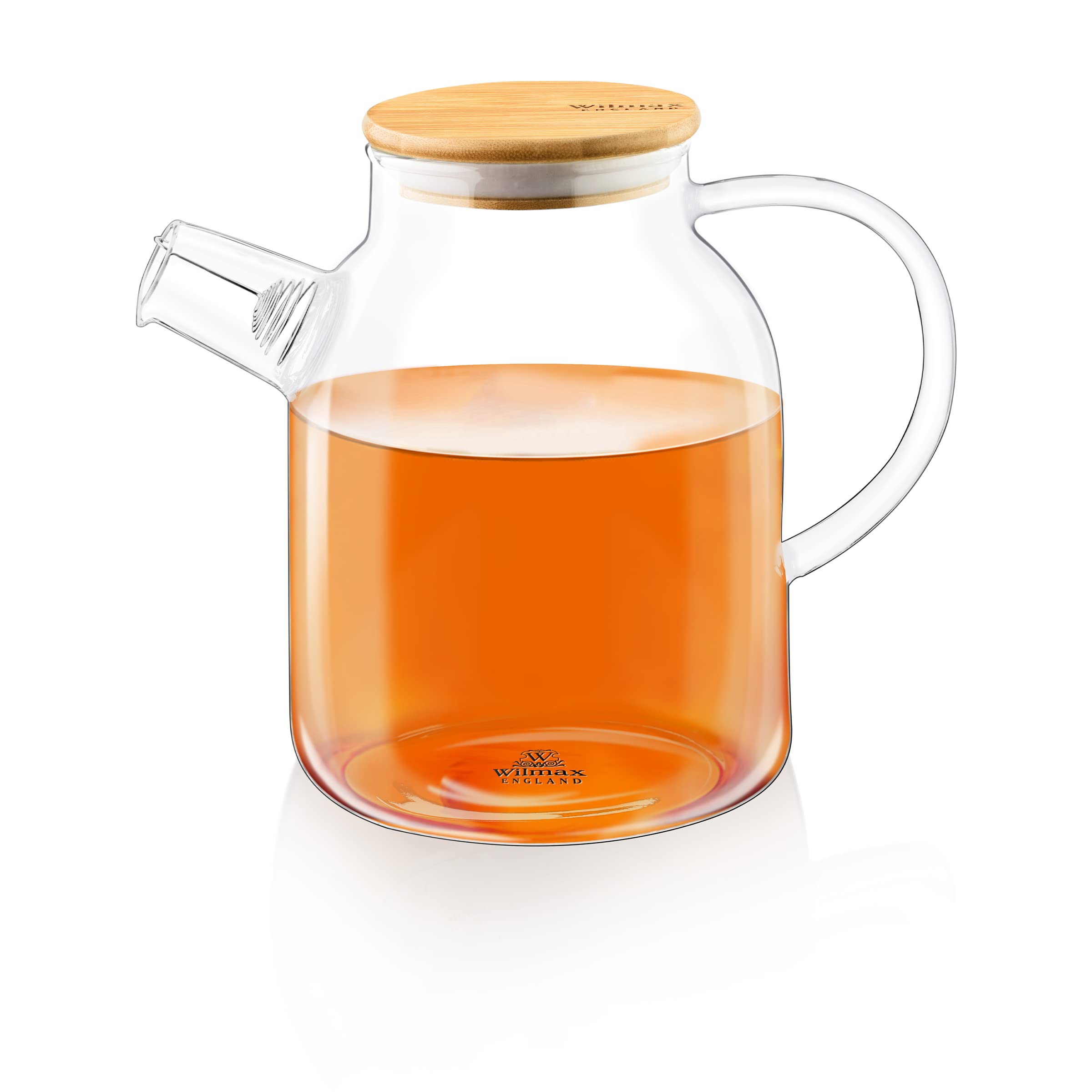 Wilmax Teekanne 1,6L + 6 Thermogläser 400ml im Set | Teesieb für losen Tee | Glaskanne mit Bambus-Deckel | Kanne für Teeblumen | Teapot | Glaskanne für Heiß- und Kaltgetränke | Spülmaschinenfest