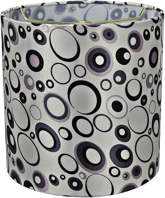 Aspen Creative 31231A, Transitional Drum (Cylinder) Shape Spider Construction Lamp Shade in Grey with Black Design, 8