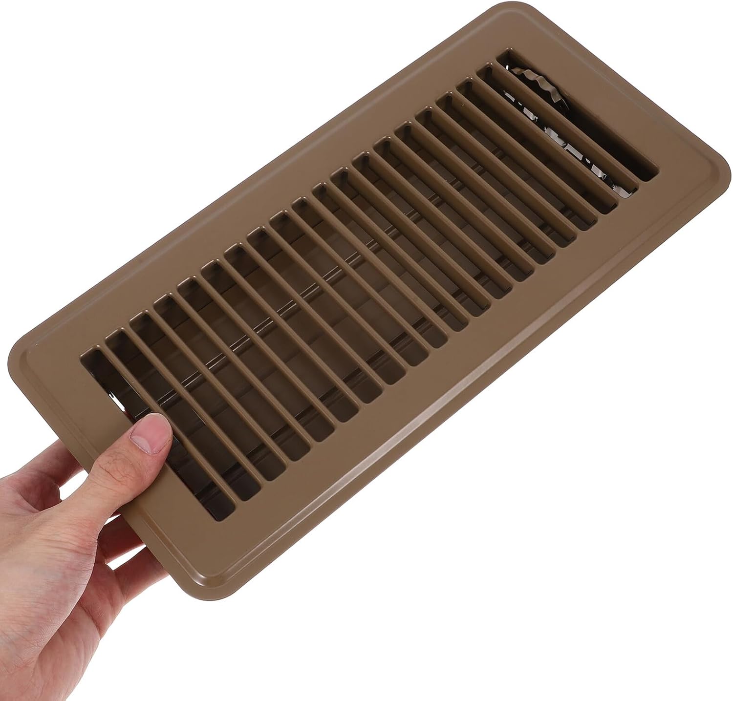 Didiseaon 2pcs 4x10 Inch Brown Floor Register Vent Covers, Metal Air Floor Grille for Home and Rv, Walkable Heater Vent Grates for Living Room and Office Ventilation