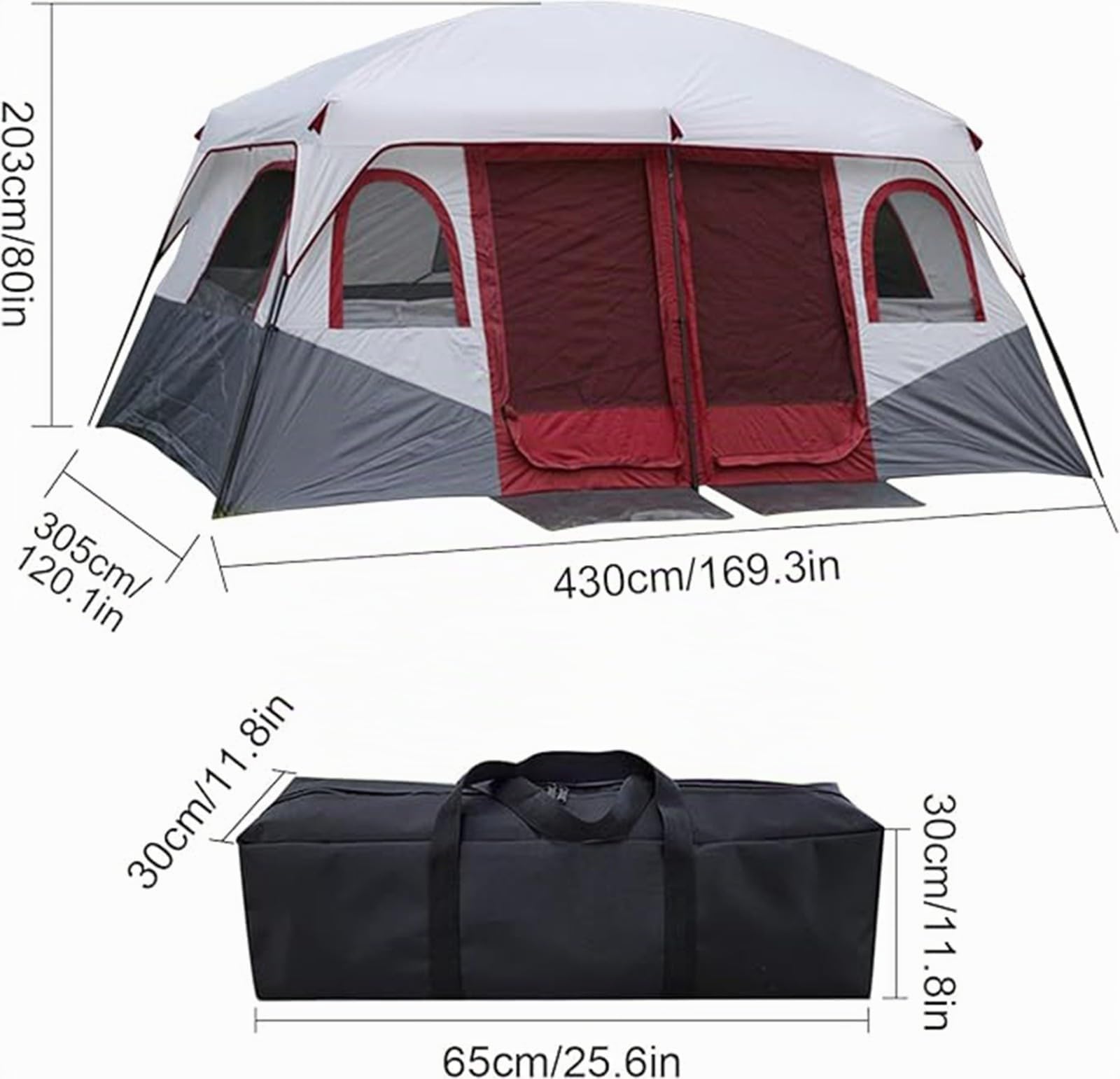 Tienda campaña Tienda Festival Tienda campaña Grande Impermeable a Prueba de Viento Tienda campaña para 8-12 Personas, Tienda campaña al Aire Libre Doble Capa para Acampar Familiar