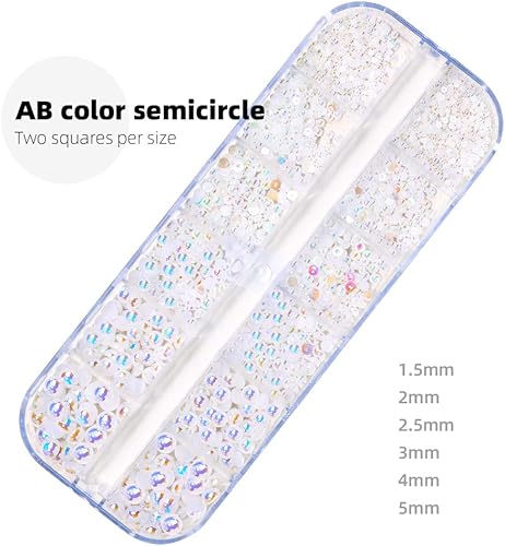 Miniatura 5 de Perlas planas para uñas, perlas blancas para arte de uñas, perlas de uñas de color AB para arte de uñas, perlas de joyería para uñas, con bolígrafo