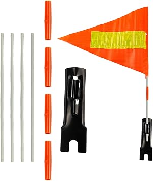 Bike Safety Flag with Pole, Safety Flag with Reflective Stripe, Adjustable Waterproof Height Fiberglass Pole, Bicycle Flag, Golf Carts, Orange