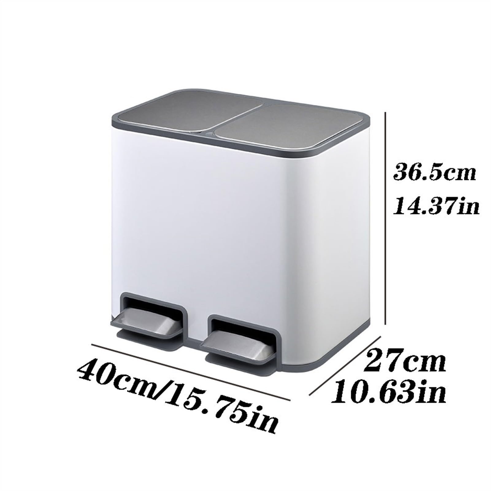 Papelera Clasificación de cubo de basura hogar cocina separación Pedal de acero inoxidable sala de estar con cubierta doble cubo pie grande Papelera De Cocina(18L A)