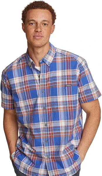 Eddie Bauer Men's Pack It Short Sleeve Seersucker Shirt