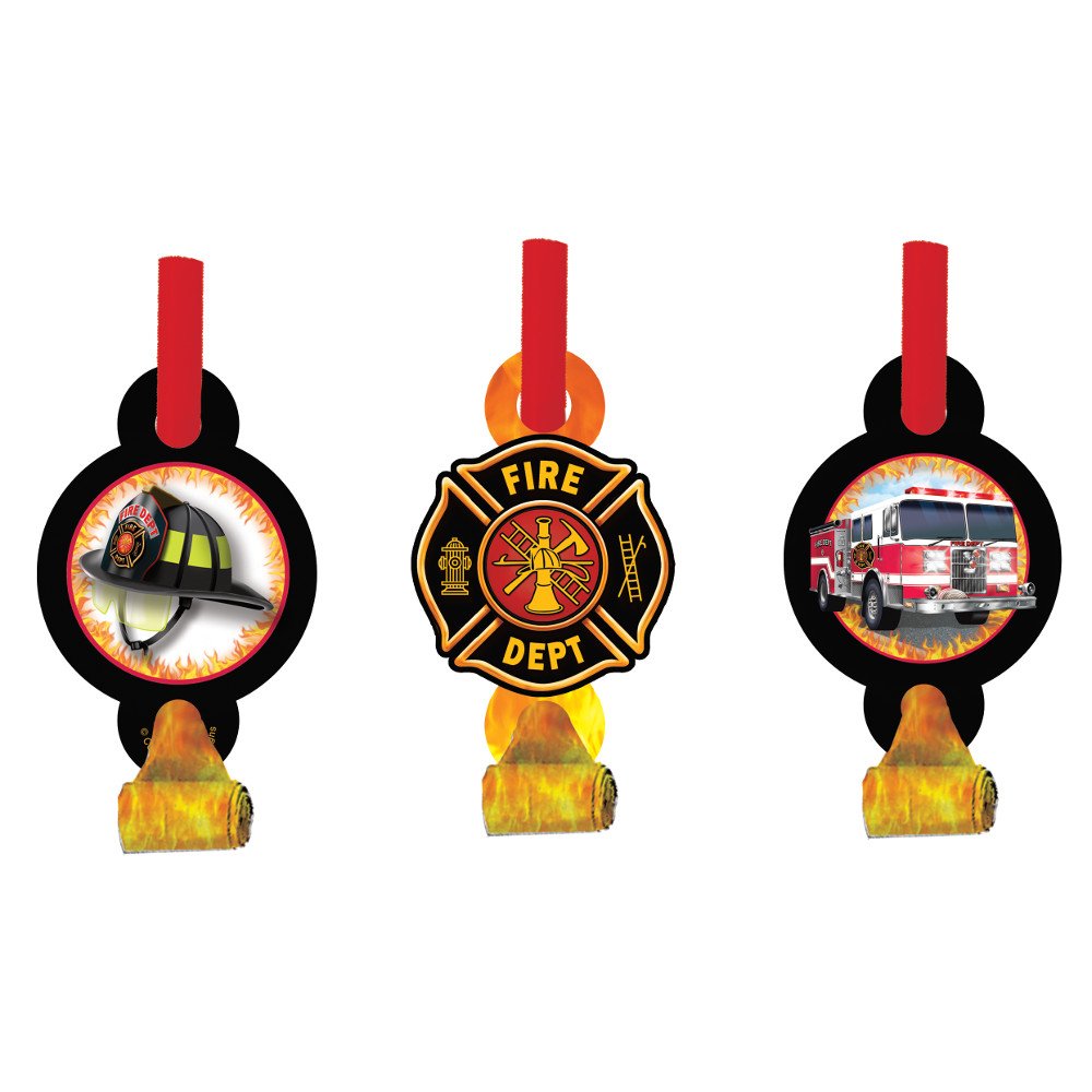 Creative Converting 8 Count Fire Watch Blowouts with Medallion, Black/Orange
