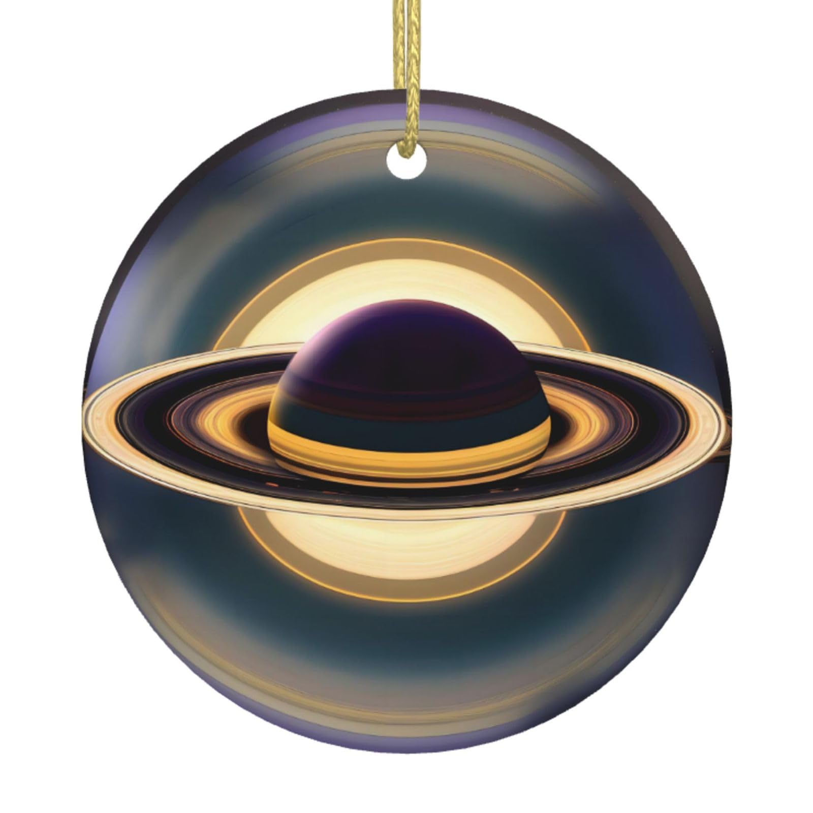 Beautiful Saturn Printed Christmas Tree Ceramic Ornaments Holiday Decoration Christmas Unique Pendant for Christmas Party