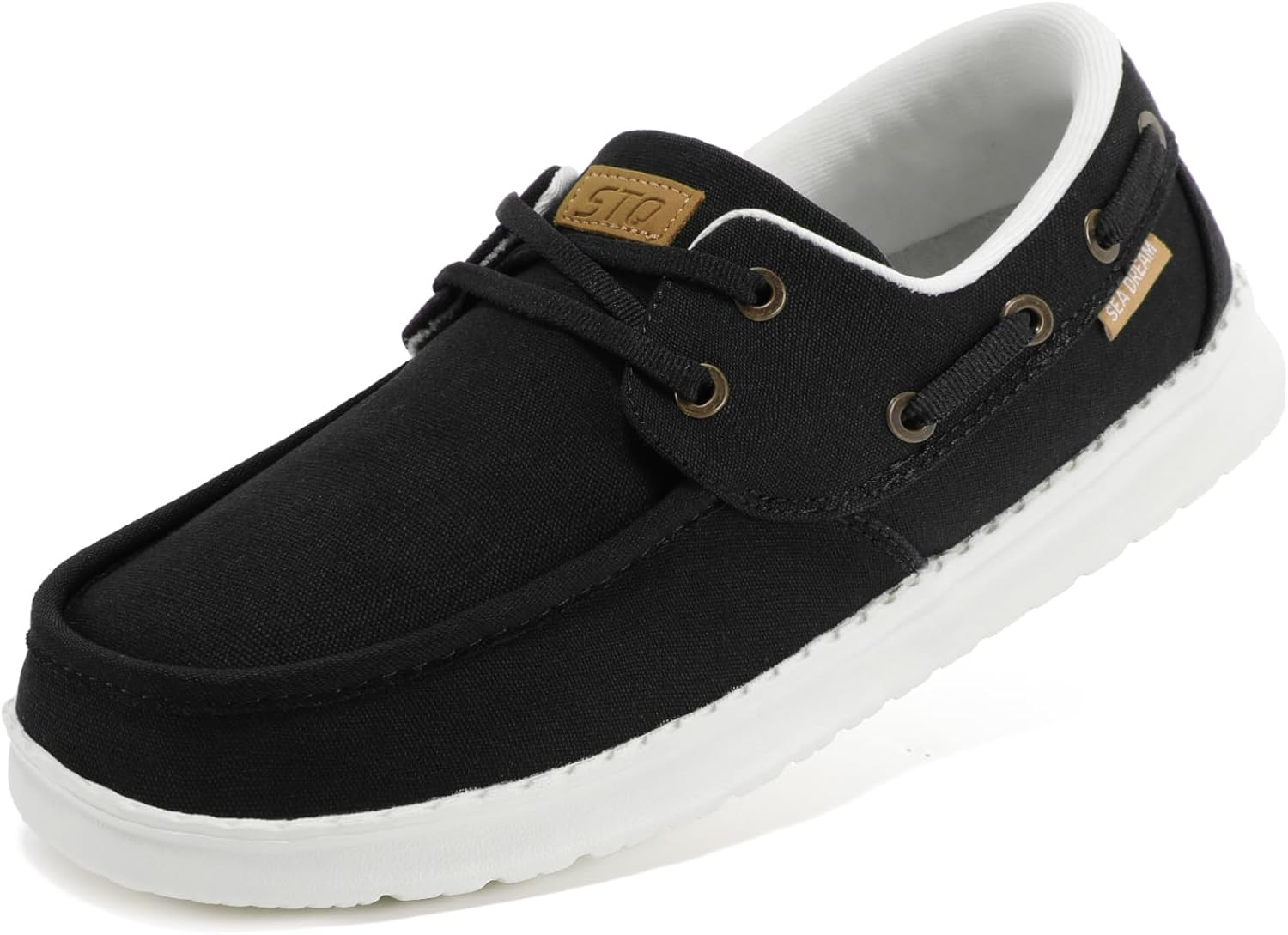 STQ Women Boat Shoes Orthopedic Insole Slip On Business Casual Sneakers for Plantar Fasciitis Lightweight Canvas Loafer