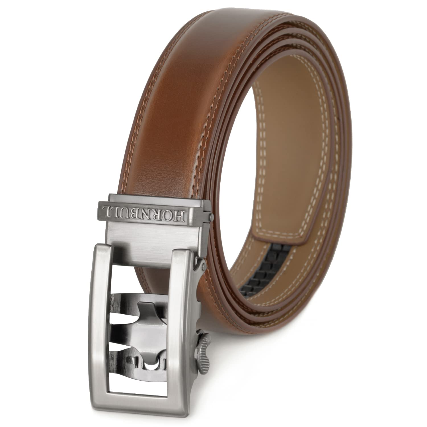 HORNBULL Riga Leather Belt for Men | Mens Belt Autolock | Formal and Casual Leather Belt, Tan, Free Size (Tan)
