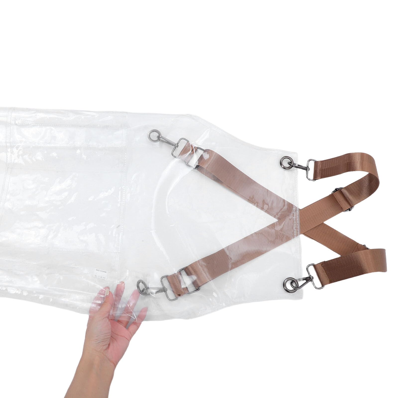 Tablier de Coiffure Transparent en Tpu 60 CM Court avec Sangle Jaune Ajustable, Tablier Imperméable et Résistant à L’Huile pour Salon de Coiffure Professionnel, Protection