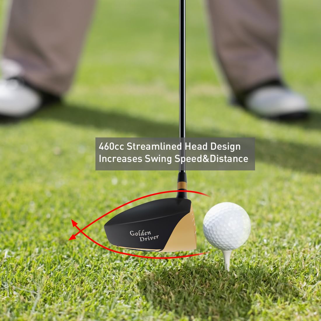 MAZEL Conductor de golf de titanio para hombre, 460 cc, diestros, diseño de cara de copa premium que maximiza la distancia de la pelota