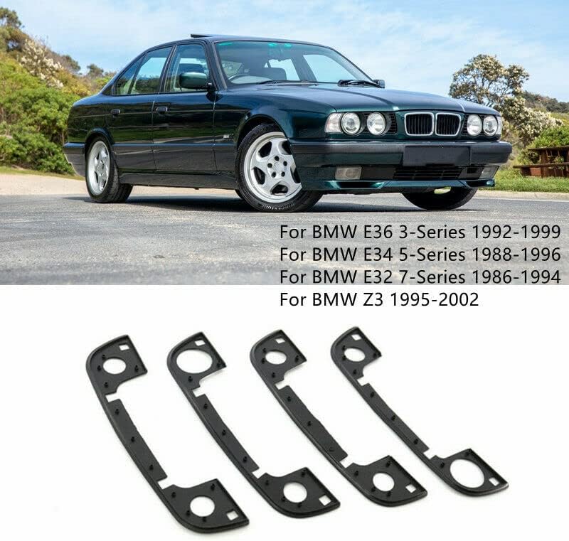Miniatura 3 de Juego de 4 juntas de repuesto para manija de puerta BMW E36 E34 E32 Z3 3 5 7 Series delantera y trasera automotriz exterior sellos de goma negro
