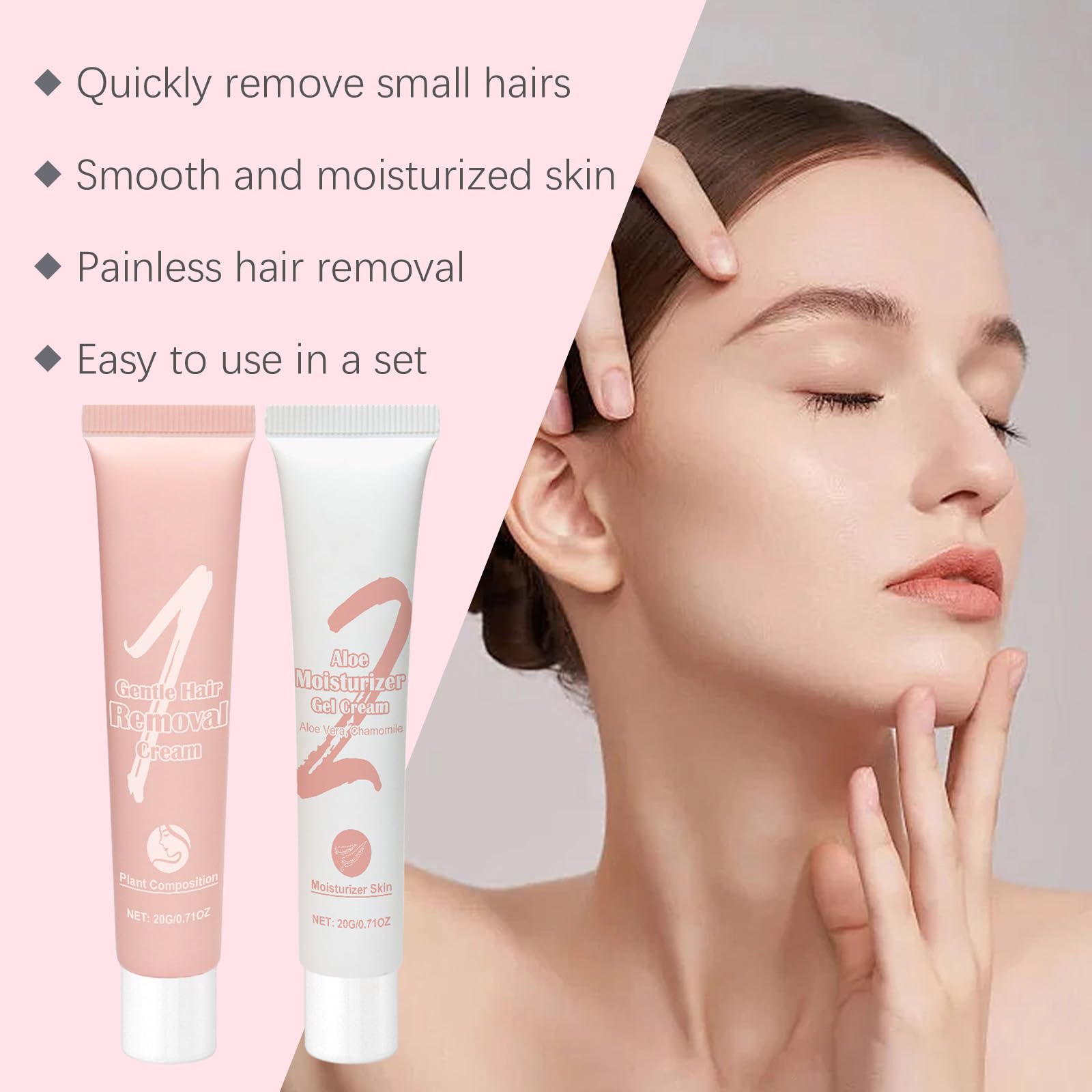 Aurlux - Crema depilazione per la rimozione dei peli del viso da donna, crema depilazione bikini, depilazione istantanea, crema depilazione indolore e idratazione (6 pezzi)