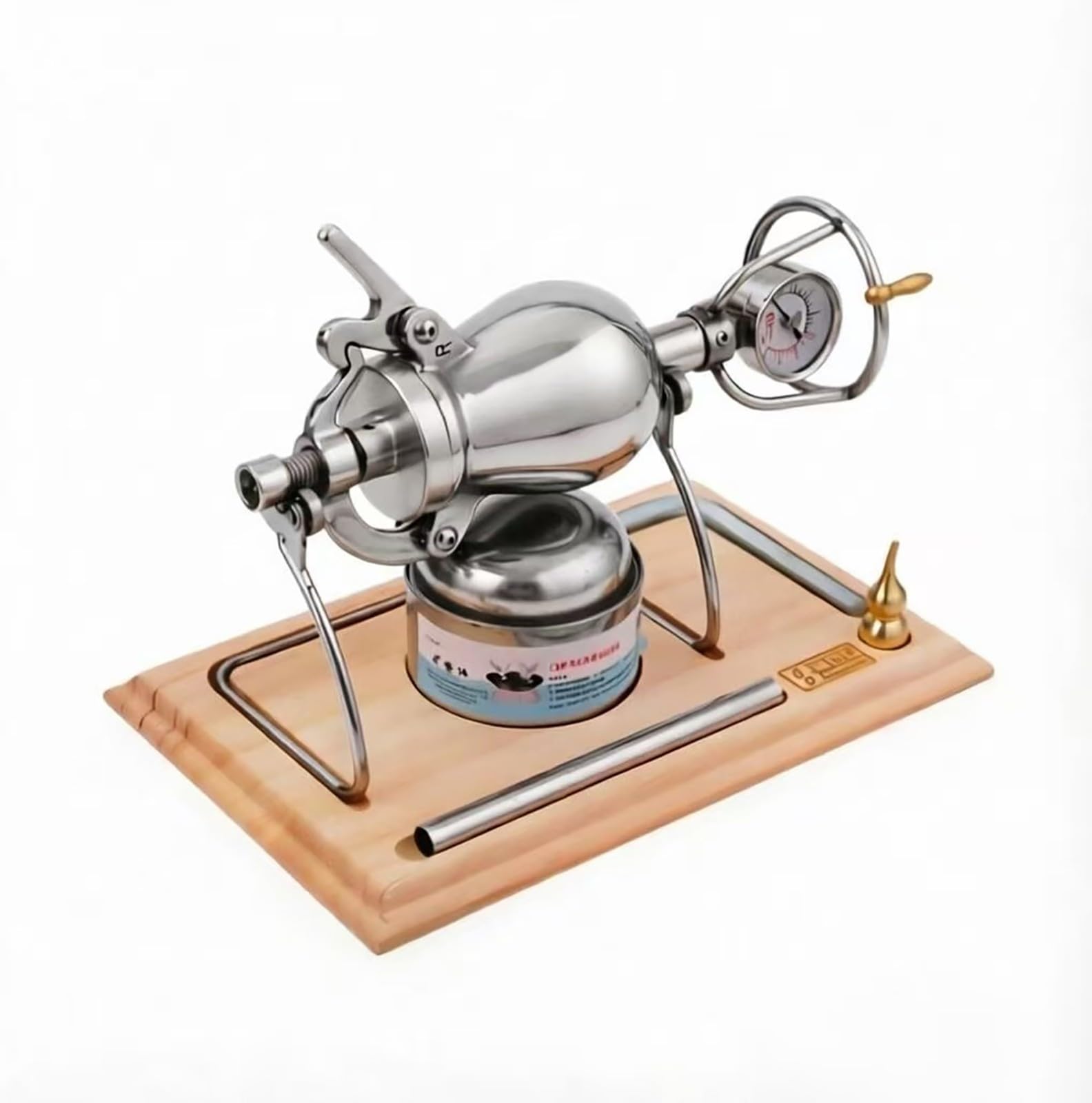Máquina de palomitas de maíz china tradicional, cañón de alta presión de acero inoxidable 304, máquina de palomitas de maíz con manivela y doble válvula, ideal como regalo familiar(260ml)