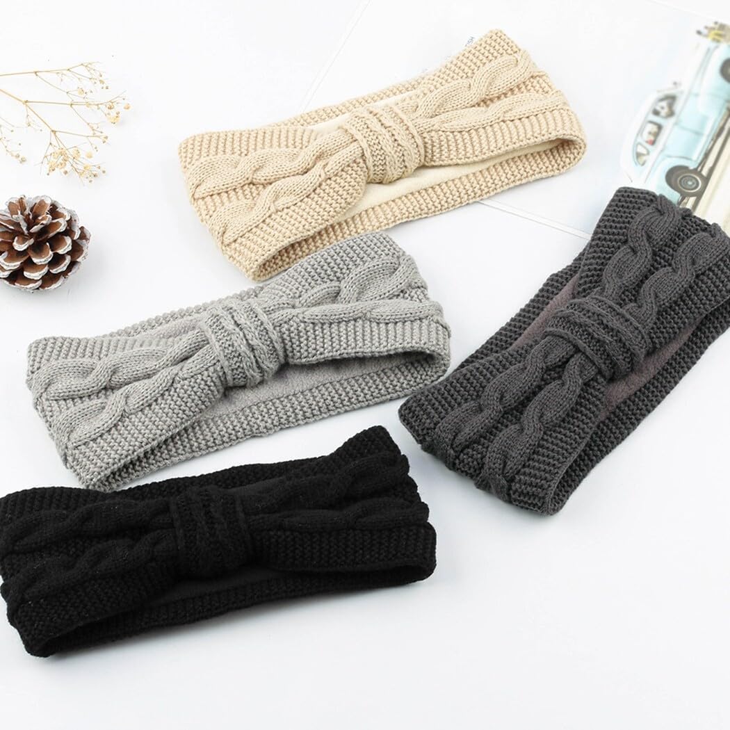 5 diademas elásticas de punto con lazo, para invierno, para mujer