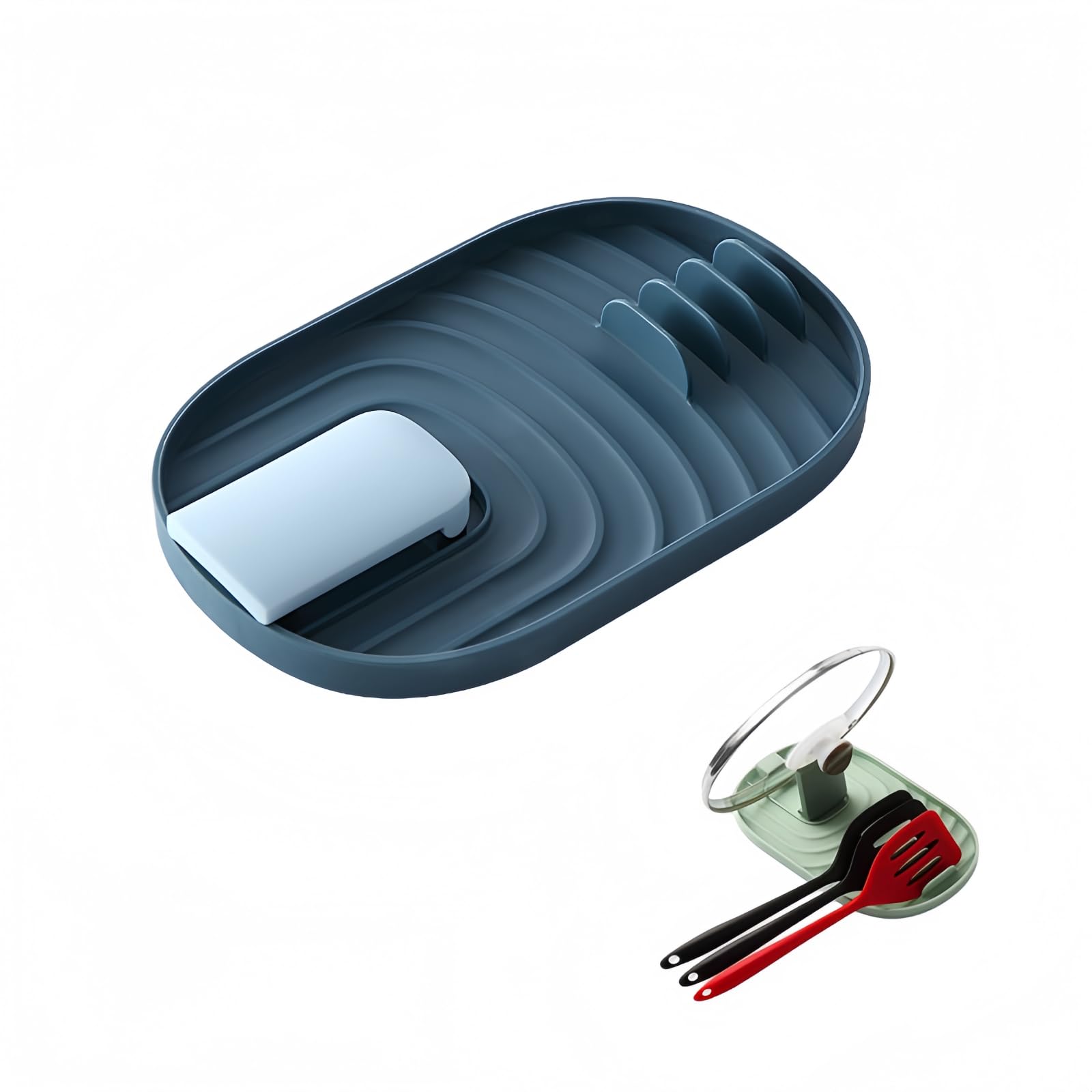 Lvnehal Blue Multifunctional Foldable Pan Lid And Spoon Holder, 2-In-1 Pan Lid Holder – Heat-Resistant, Folds Flat. Holds Lids Or Spoons, Keeps Stove Top Clean, Stops Drips And Stains.compact & Practical