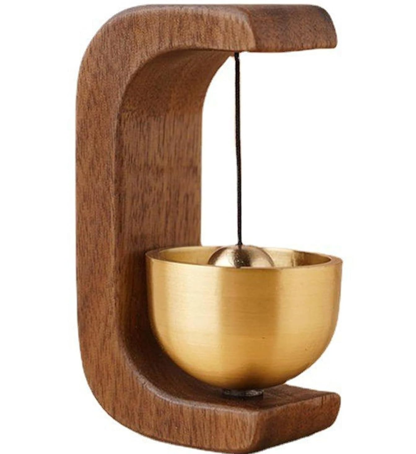Premium Wooden Brass Bell Chime, Decorative Door Bell with Stand, Handmade Musical Centrepiece