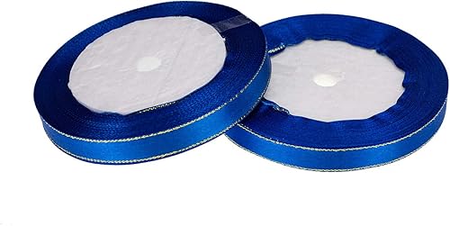 Miniatura 2 de ATRBB Cinta de satén de una sola cara de 50 yardas de 38 pulgadas de ancho con bordes dorados para envoltura de regalos, diseño floral y