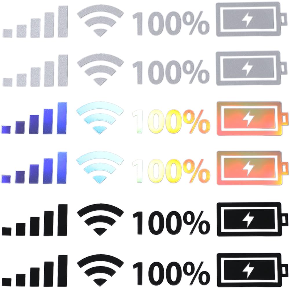 GORGECRAFT 21 Sheets WiFi Signal Power Logo Car Sticker Colorful Backstop 3 Colors Full Battery Sign Funny Waterproof Reflective Windshield Decals Phone Logo for Rear Windows Fender Side
