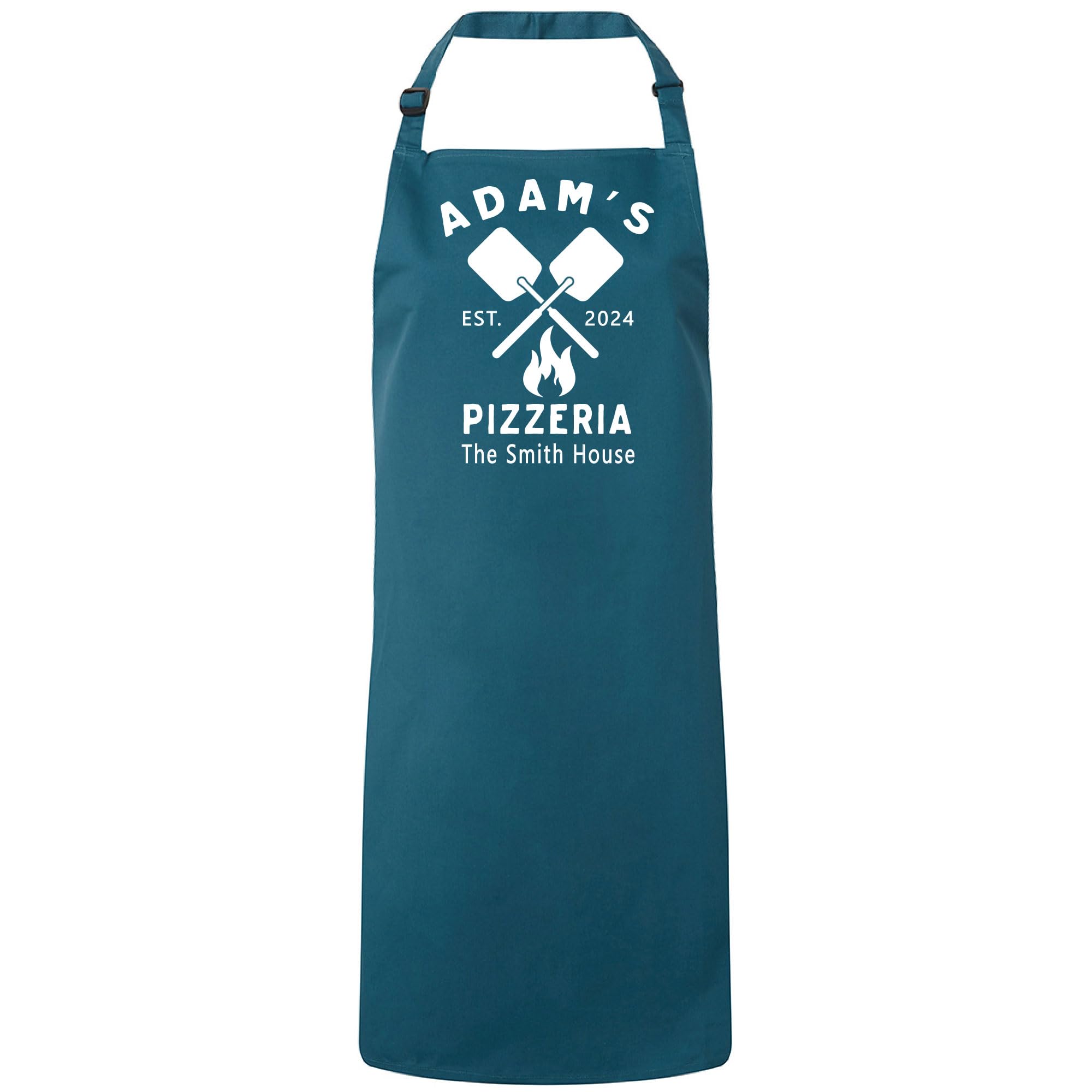 Personalised Pizza Apron Pizza Oven Apron Barbecue Apron Unisex Cooking Apron (Teal)