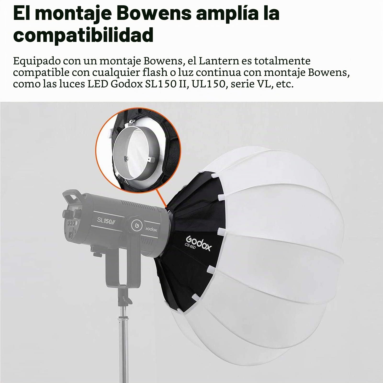 GOODOX CS-65D Softbox de Linterna Monte de Bowens 65cm | Instalación Rápida de 65 cm Softbox de Globo Plegable para Fotografía de Iluminación Continua de Estudio de Retrato