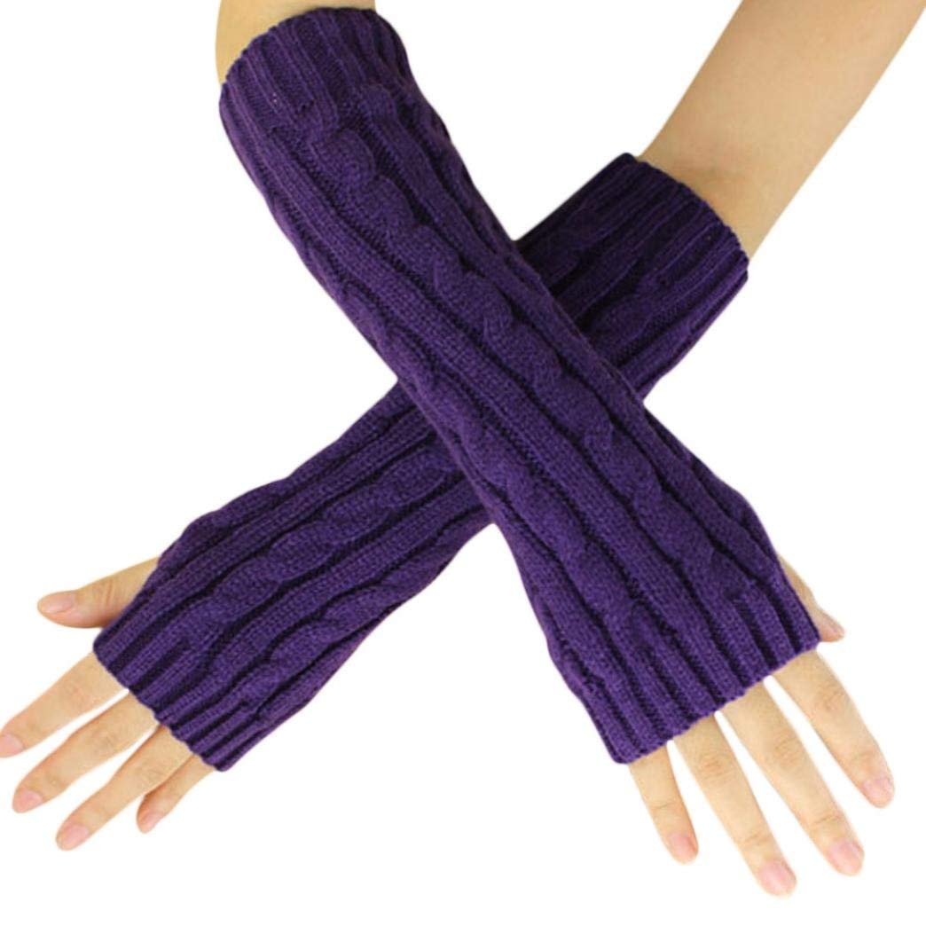 Women's & Girl's Knitted Woollen Warm and Comfortable Fingerless Gloves Mittens Winter Gloves Accessories Hand Warmer Gloves (Purple)-image-41