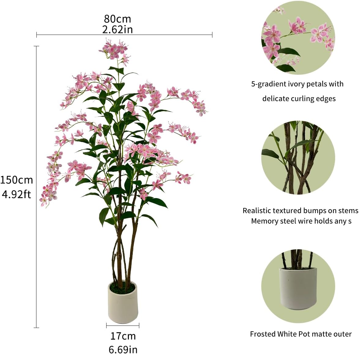 Artificial Tree Faux Jasmine Tree 5ft Tall Fake Jasmine Plant in Pot Fake Silk Tree Faux Plants Indoor - Image 2