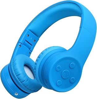 hisonic kinderkopfhörer Bluetooth, Kinderkopfhörer mit Laustärkebegrenzung Gehörschutz & Musik-Sharing-Funktion, eingebautes Mikrofon für Junge und Mädchen ab 3 Jahre. (Blau 01)