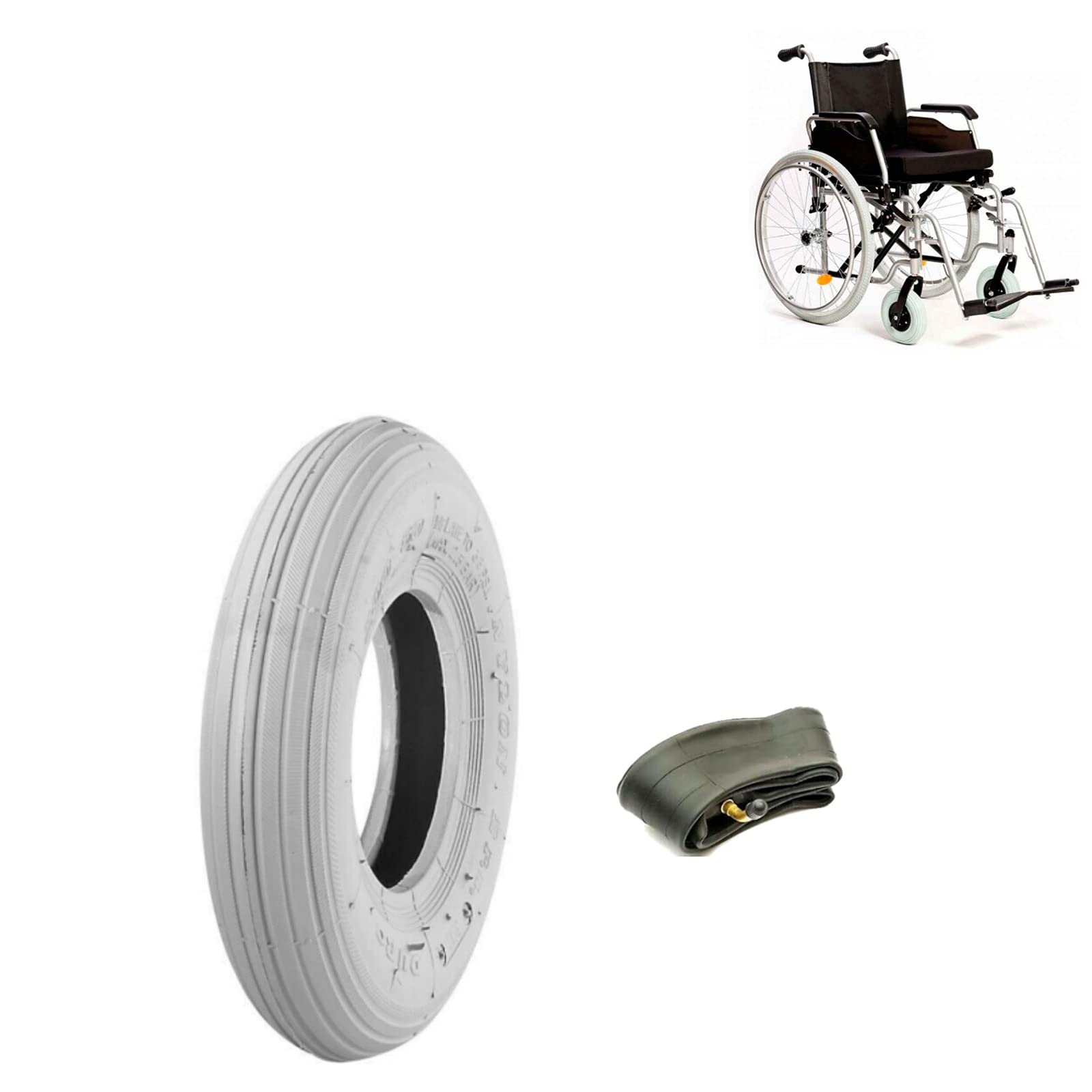 ECOVELO COPERTONE 200 x 50 (50-94) + Camera Pneumatico Rinforzato X Carrozzina Sedia A ROTELLE DEAMBULATORE Passeggino