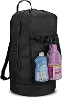 Vista 13 de Dalykate Mochila Cesto para Ropa Sucia, Mochila para Lavandería con Correas para el Hombro y Bolsillo de Malla, Bolsa Resistente de Nailon para Ropa