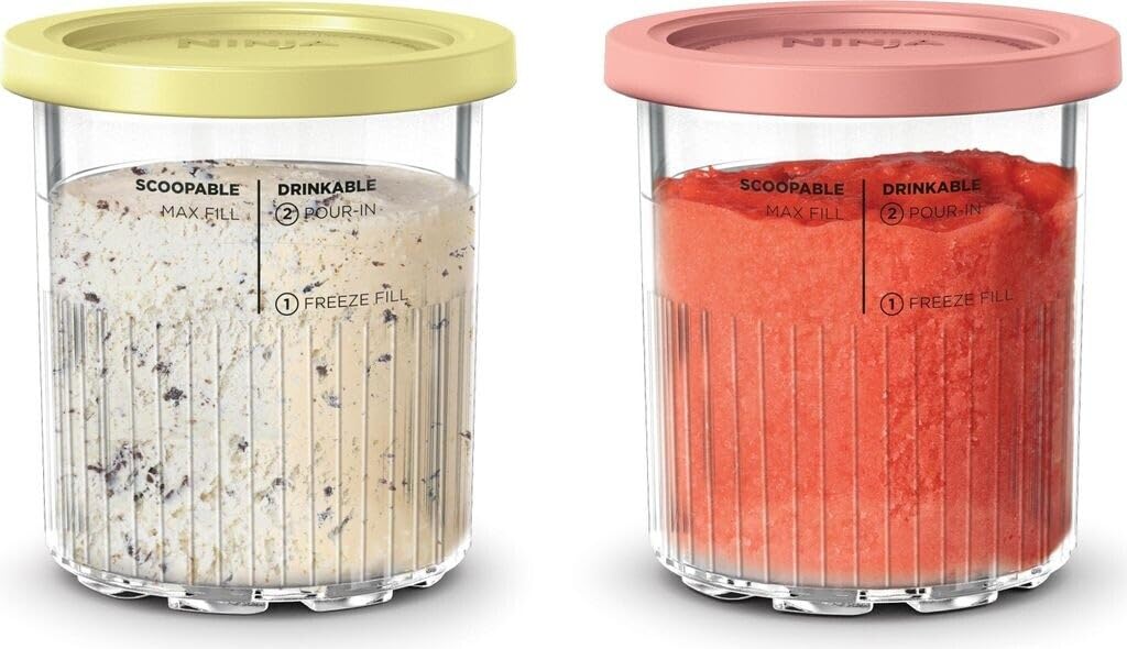 Ninja Creami XSKPNTLD2EUUK - Juego de 2 recipientes para helados de lujo, compatibles con la máquina de helados Deluxe, accesorio original de Creami, sin BPA, aptas para lavavajillas, tapas de