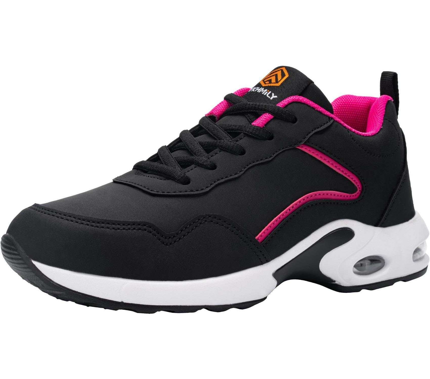 DYKHMILY Scarpe Antinfortunistica Donna Leggere Cuscino d'Aria Scarpa da Lavoro con Punta in Acciaio Comodo Traspiranti Sportive di Sicurezza Scarpe(Nero Rosa,39EU)