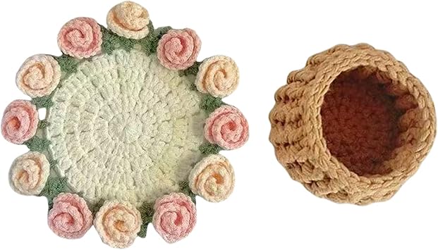 Crochet Kit Rose Bouquet Coaster Starter Flower for Making Rose Bouquet Flower Starter