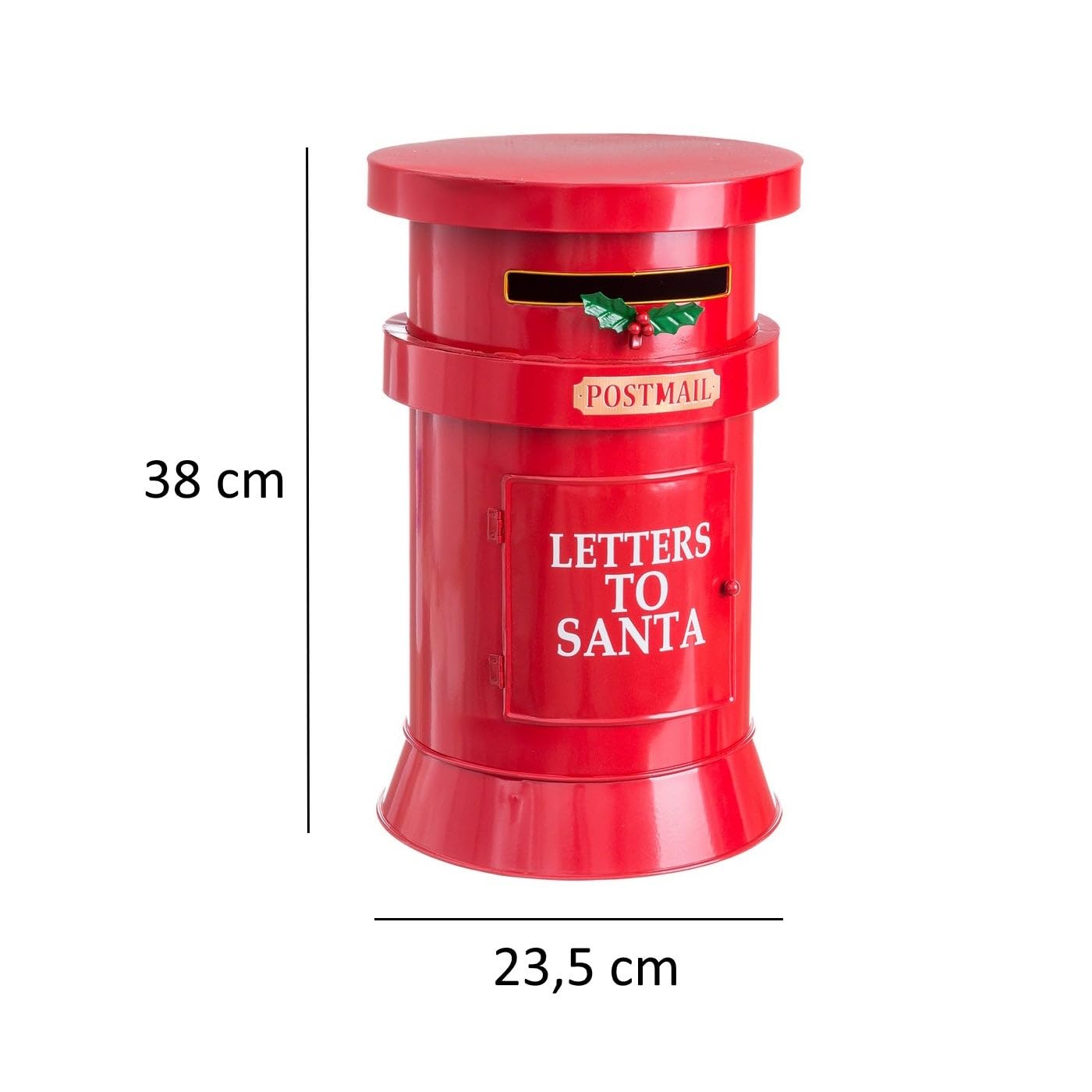 LOLAhome Buzón de Navidad con Ranura para Cartas Rojo de Metal de 38 cm